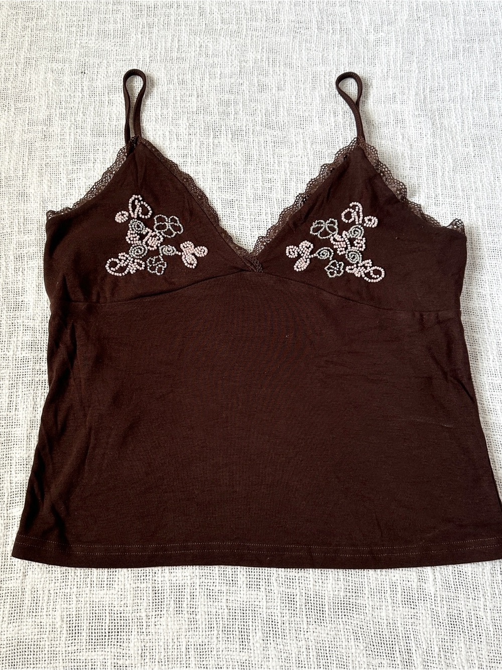 Full Tilt by Tilly's Brown Beaded Tank Top 🌺 Size Large